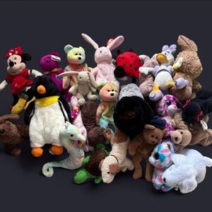 Huge Plush Toy Bundle with TY Beanie Babies + Character Stuffed Animals.